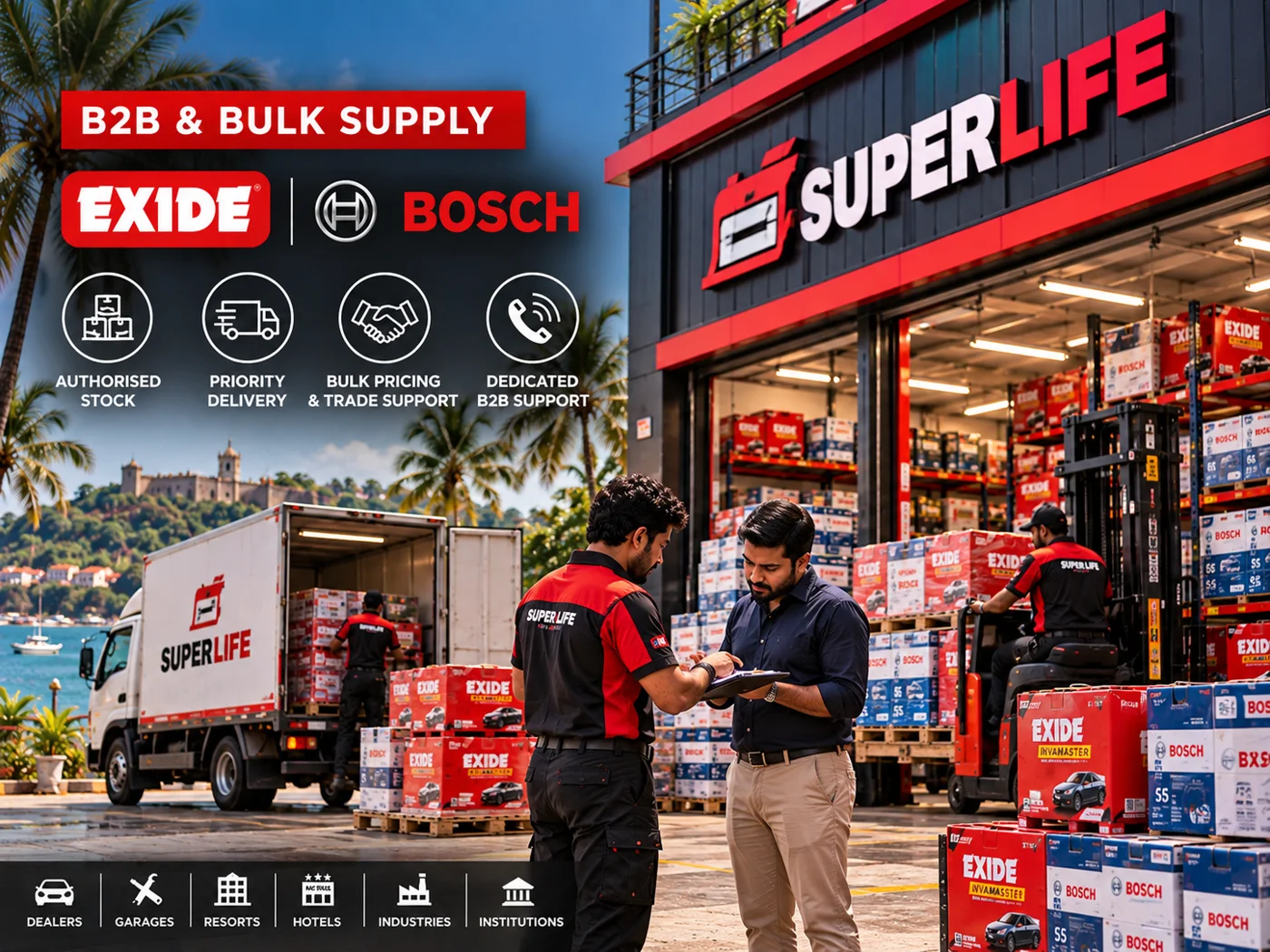Super-Life B2B and bulk battery supply — Exide and Bosch