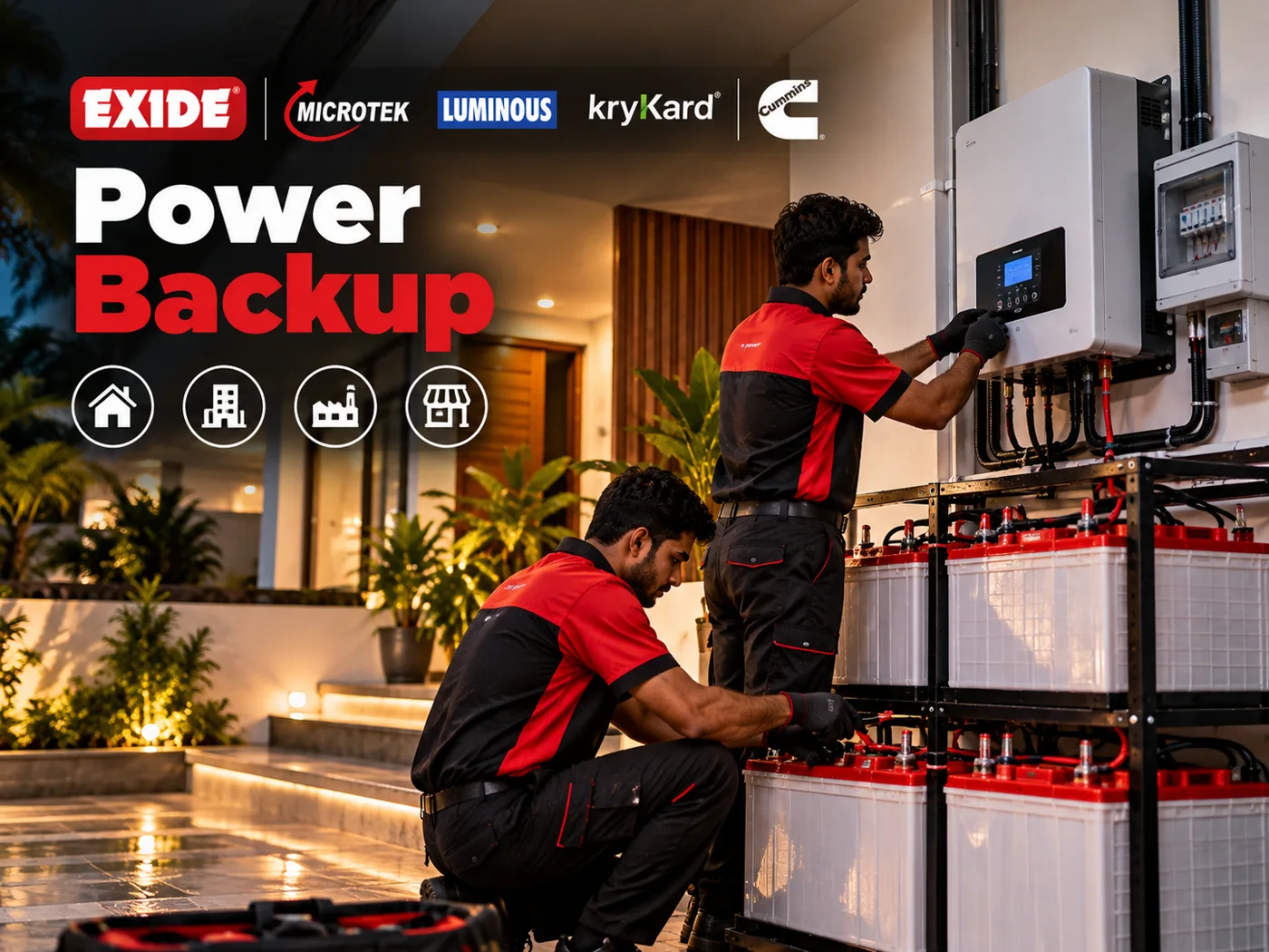 Super-Life technicians installing and servicing an inverter and battery bank